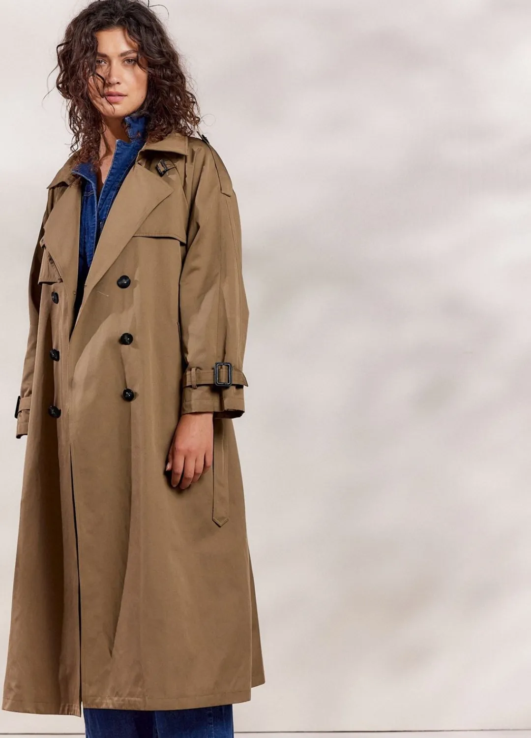 Outlet Summum Long Trench Coat Grey
