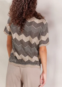 Hot Summum Metallic Zigzag Top Grey