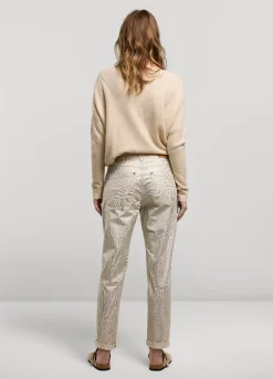 Best Summum Metallic-Print Trousers Creme