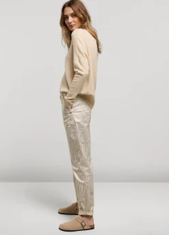Best Summum Metallic-Print Trousers Creme