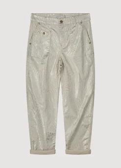 Best Summum Metallic-Print Trousers Creme