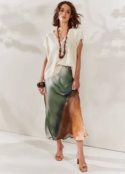 Outlet Summum Mid-Length Faded Skirt Multicolor