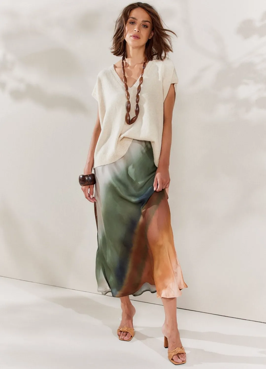 Outlet Summum Mid-Length Faded Skirt Multicolor