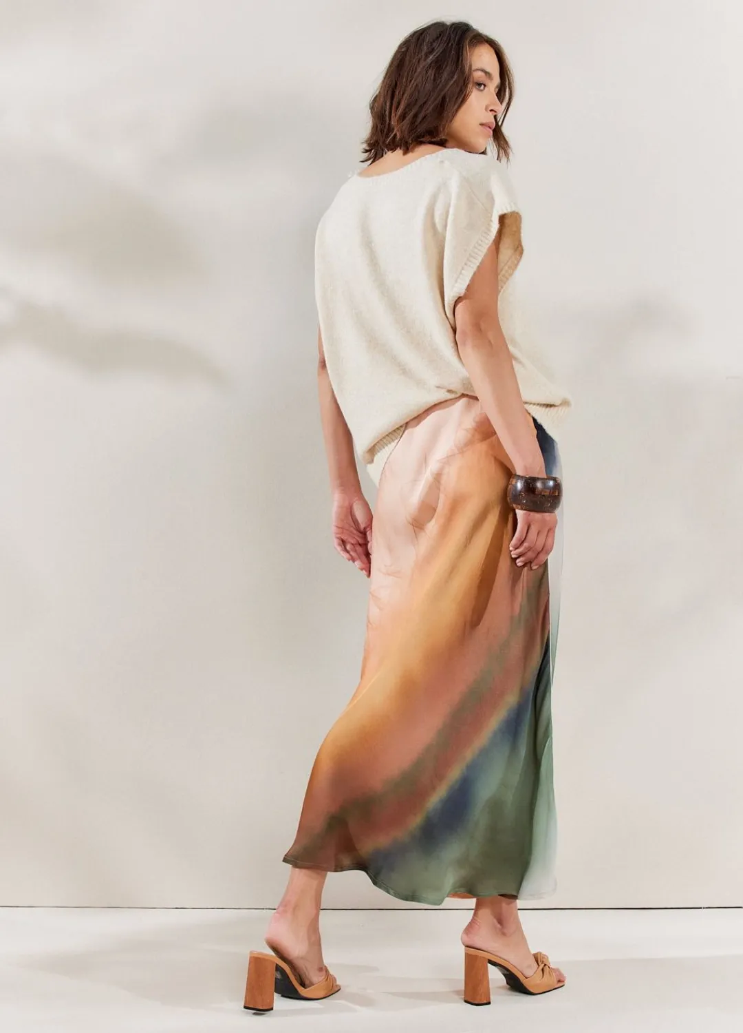 Outlet Summum Mid-Length Faded Skirt Multicolor