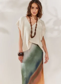 Outlet Summum Mid-Length Faded Skirt Multicolor