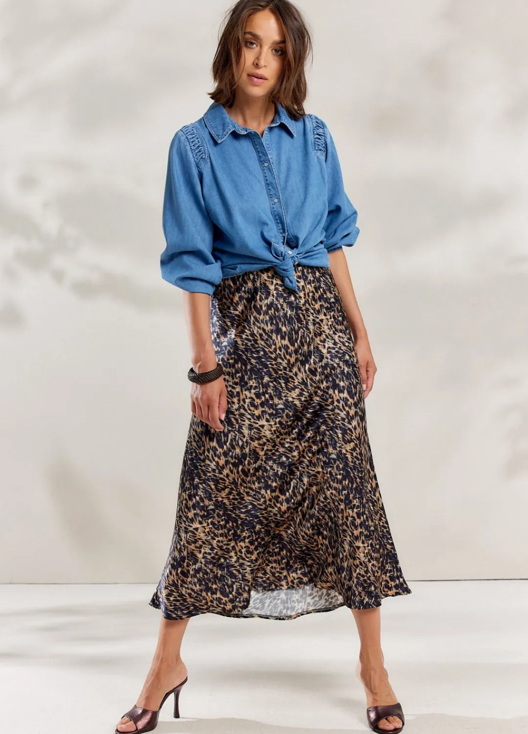 New Summum Mid-Length Skirt With Animal Print Multicolor