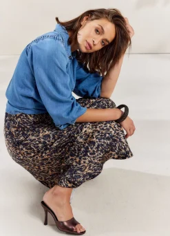 New Summum Mid-Length Skirt With Animal Print Multicolor