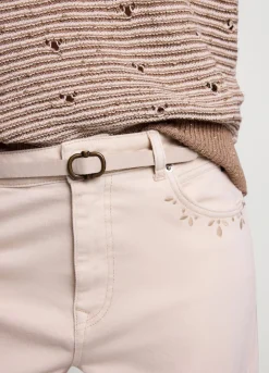 Fashion Summum Narrow Long Belt Creme