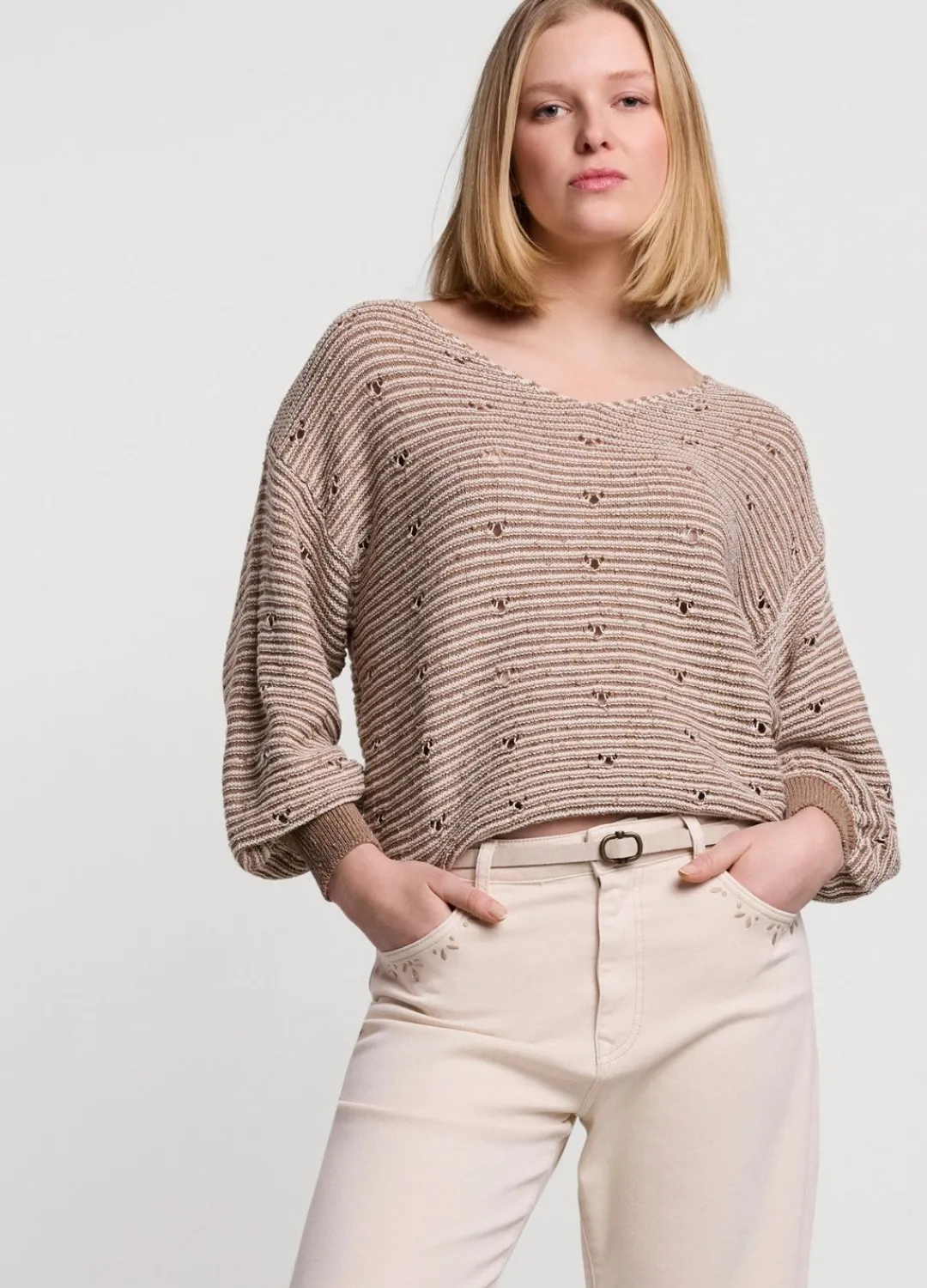 Fashion Summum Narrow Long Belt Creme