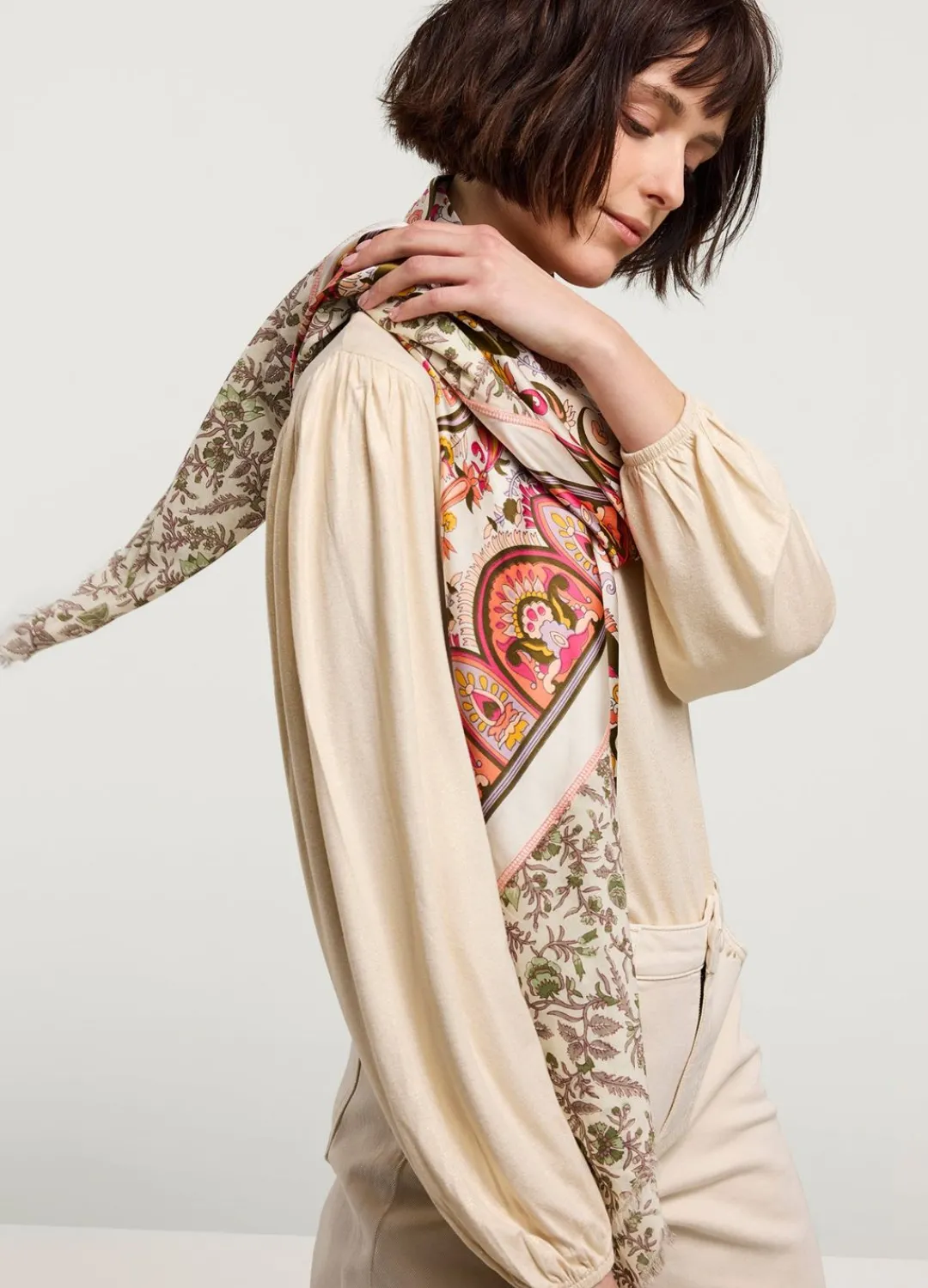 Clearance Summum Narrow Scarf With Print Multicolor