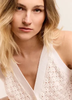 New Summum Open-Knit Halter Top White