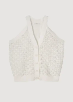 New Summum Open-Knit Halter Top White