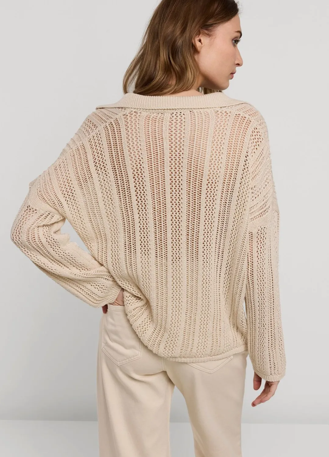 New Summum Open-Knit Jumper Oversized Creme
