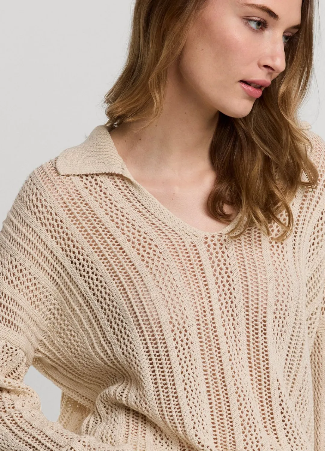 New Summum Open-Knit Jumper Oversized Creme