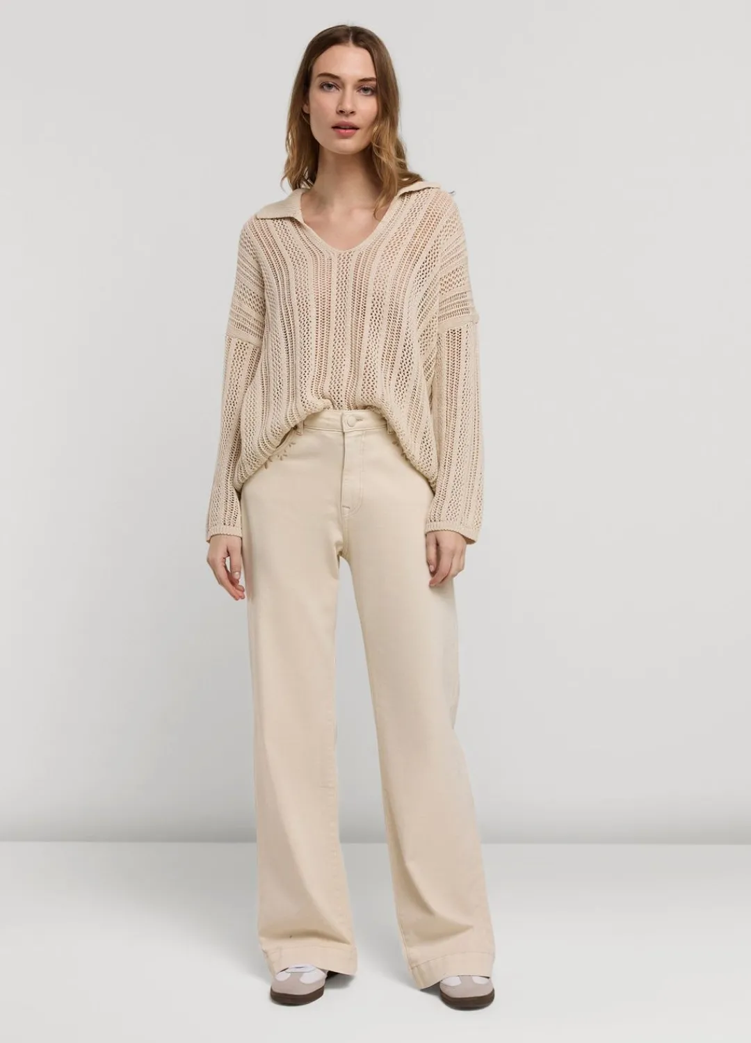 New Summum Open-Knit Jumper Oversized Creme