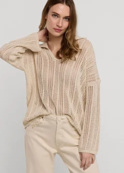 New Summum Open-Knit Jumper Oversized Creme