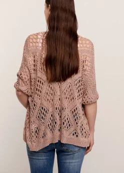 Sale Summum Open-Work Shimmery Cardigan Pink
