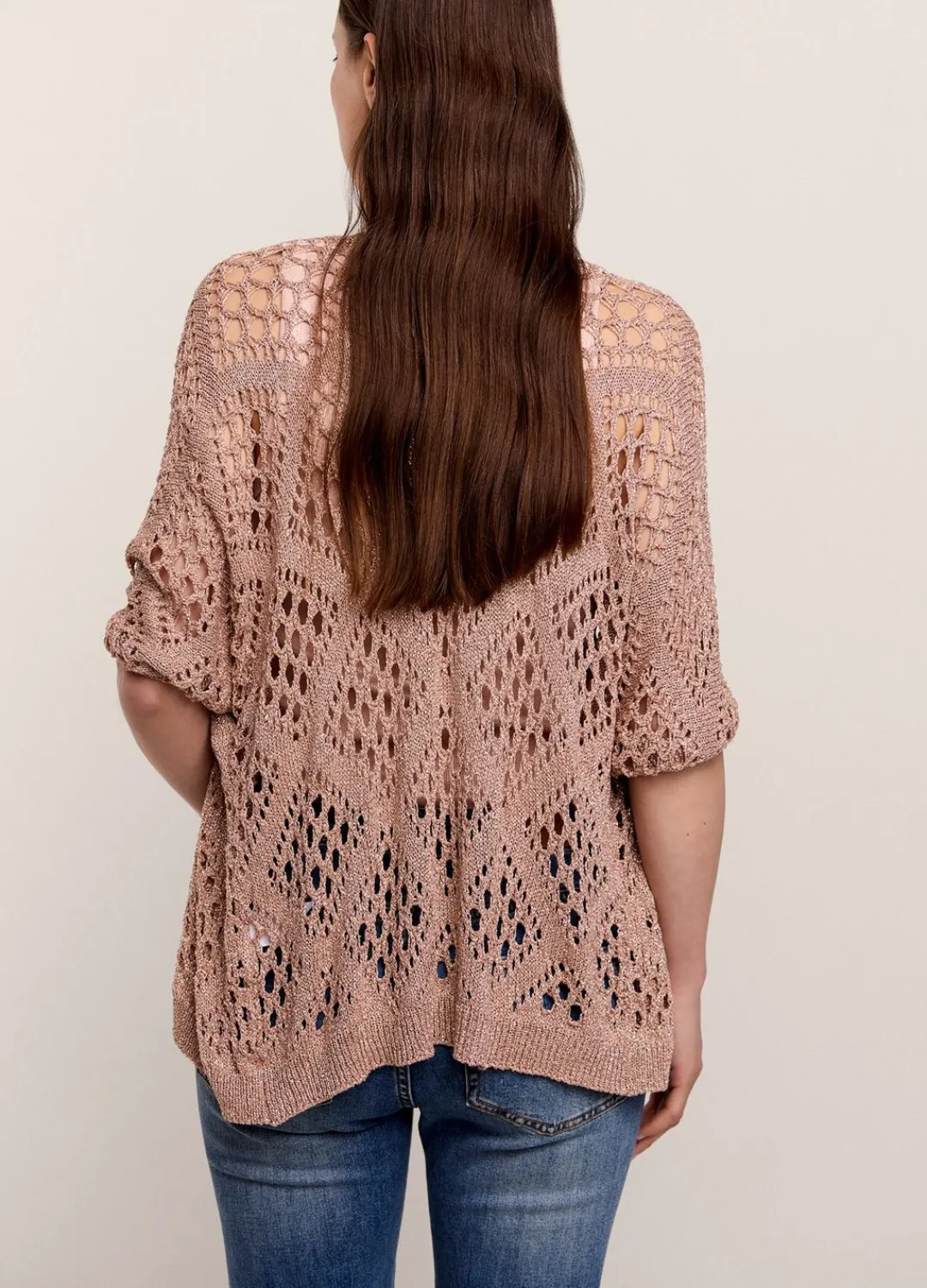 Sale Summum Open-Work Shimmery Cardigan Pink