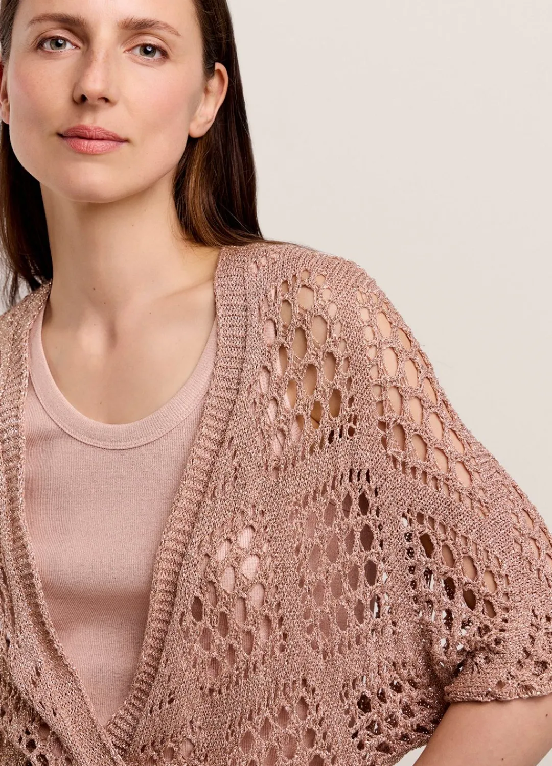 Sale Summum Open-Work Shimmery Cardigan Pink