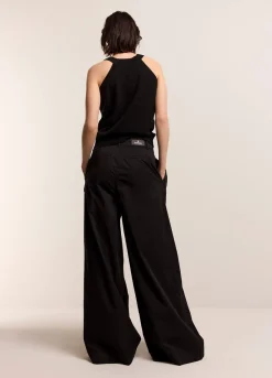 Best Summum Palazzo Trousers With Belt Black
