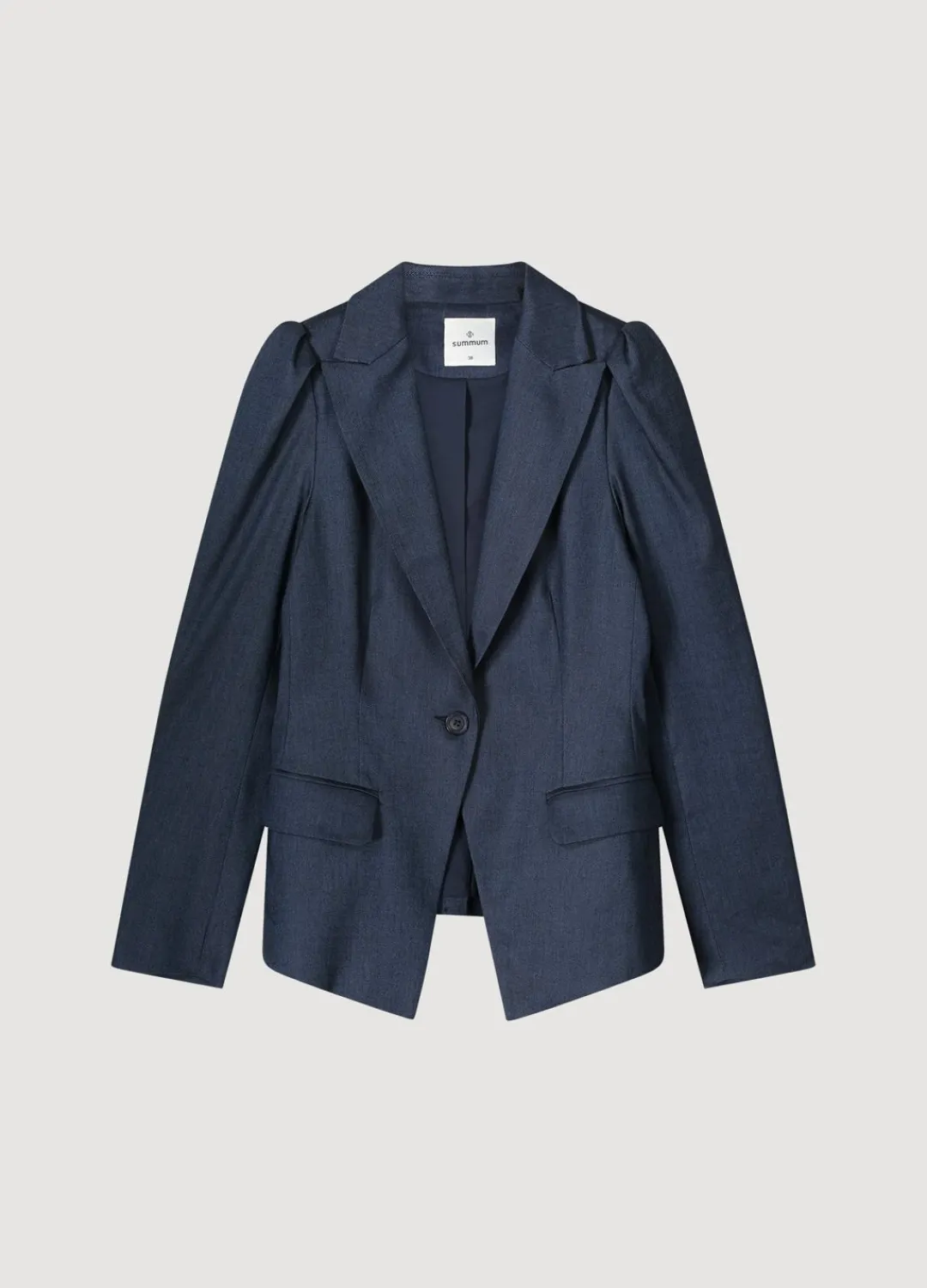 Fashion Summum Puffed Sleeve Blazer Blue