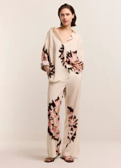 Outlet Summum Relaxed Blouse With Print Creme
