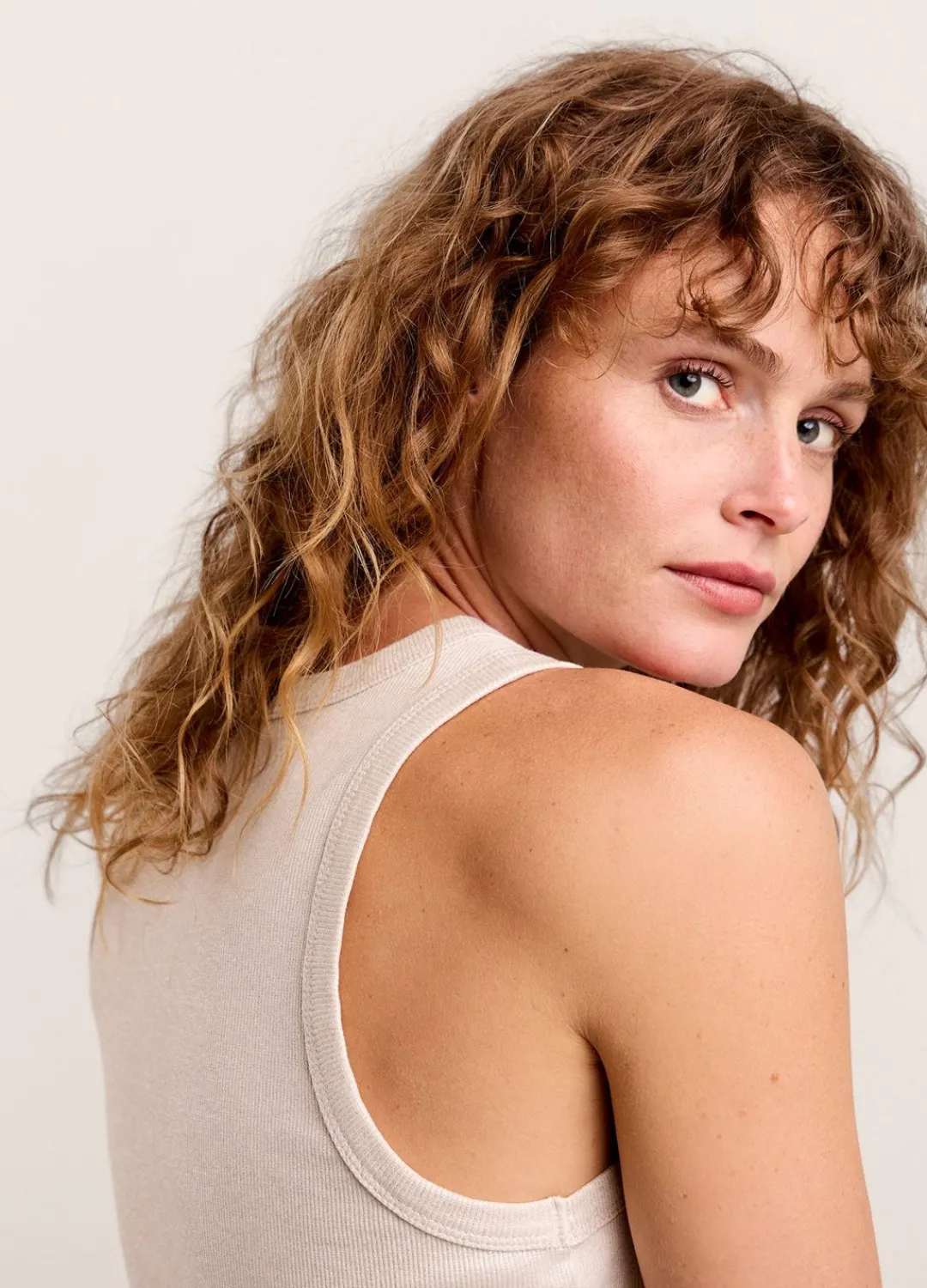 New Summum Ribbed Tank Top Creme