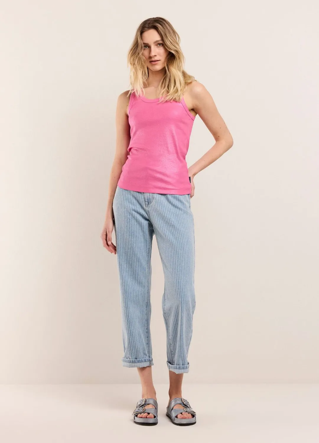 Clearance Summum Ribbed Tank Top Pink
