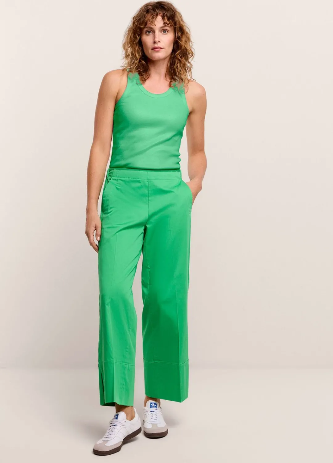 Fashion Summum Ribbed Tank Top Green