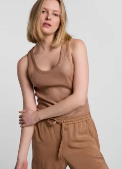 Clearance Summum Ribbed Tank Top Brown