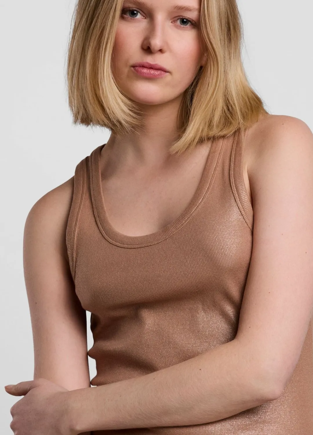 Clearance Summum Ribbed Tank Top Brown