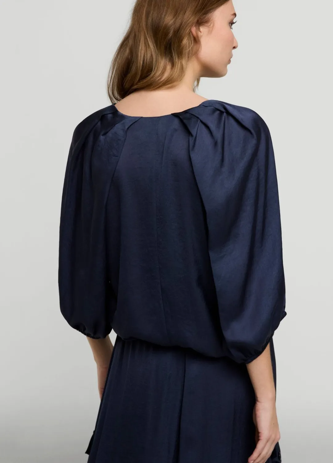 New Summum Satin V-Neck Top Blue