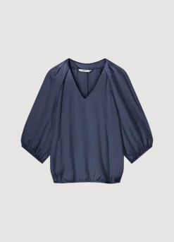 New Summum Satin V-Neck Top Blue