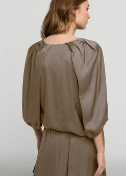 Clearance Summum Satin V-Neck Top Grey