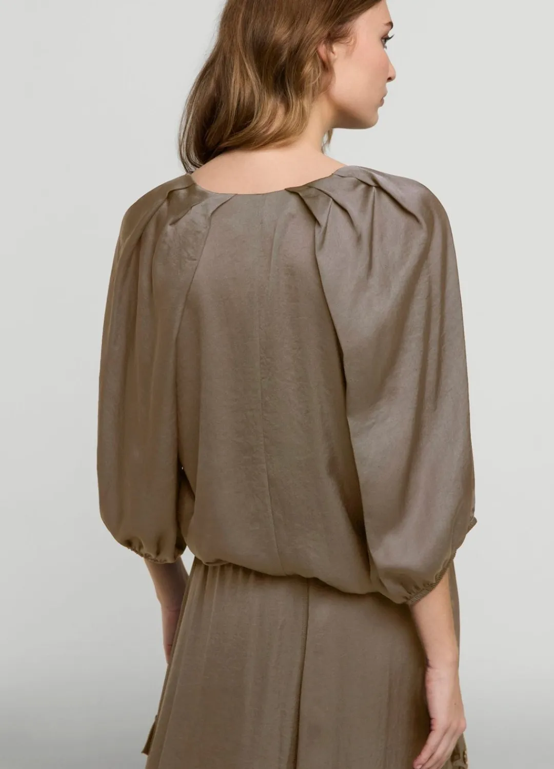 Clearance Summum Satin V-Neck Top Grey
