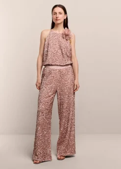 Discount Summum Sequin-Fabric Long Trousers Pink