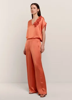 Outlet Summum Shimmery Long Trousers Orange
