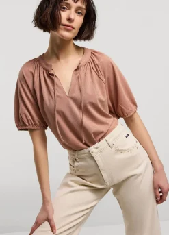 Fashion Summum Shimmery Lurex Top Pink