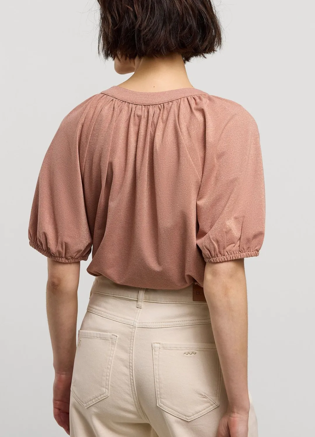 Fashion Summum Shimmery Lurex Top Pink