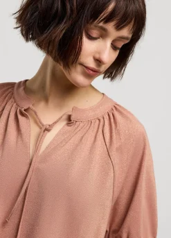 Fashion Summum Shimmery Lurex Top Pink
