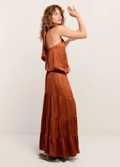 Fashion Summum Shiny Halter Singlet Brown