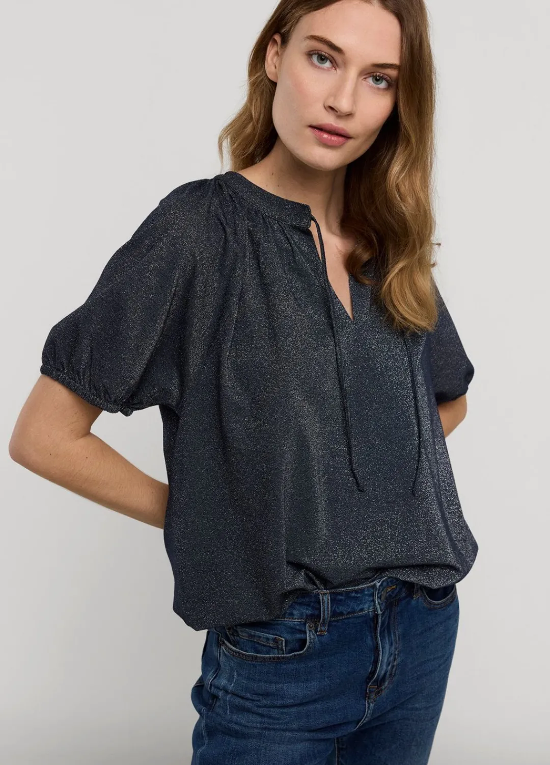 Clearance Summum Shiny Lurex Top Blue