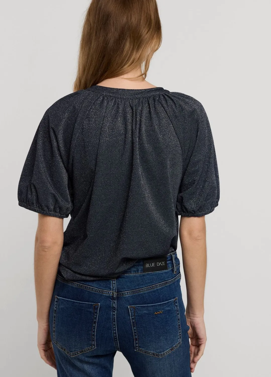 Clearance Summum Shiny Lurex Top Blue