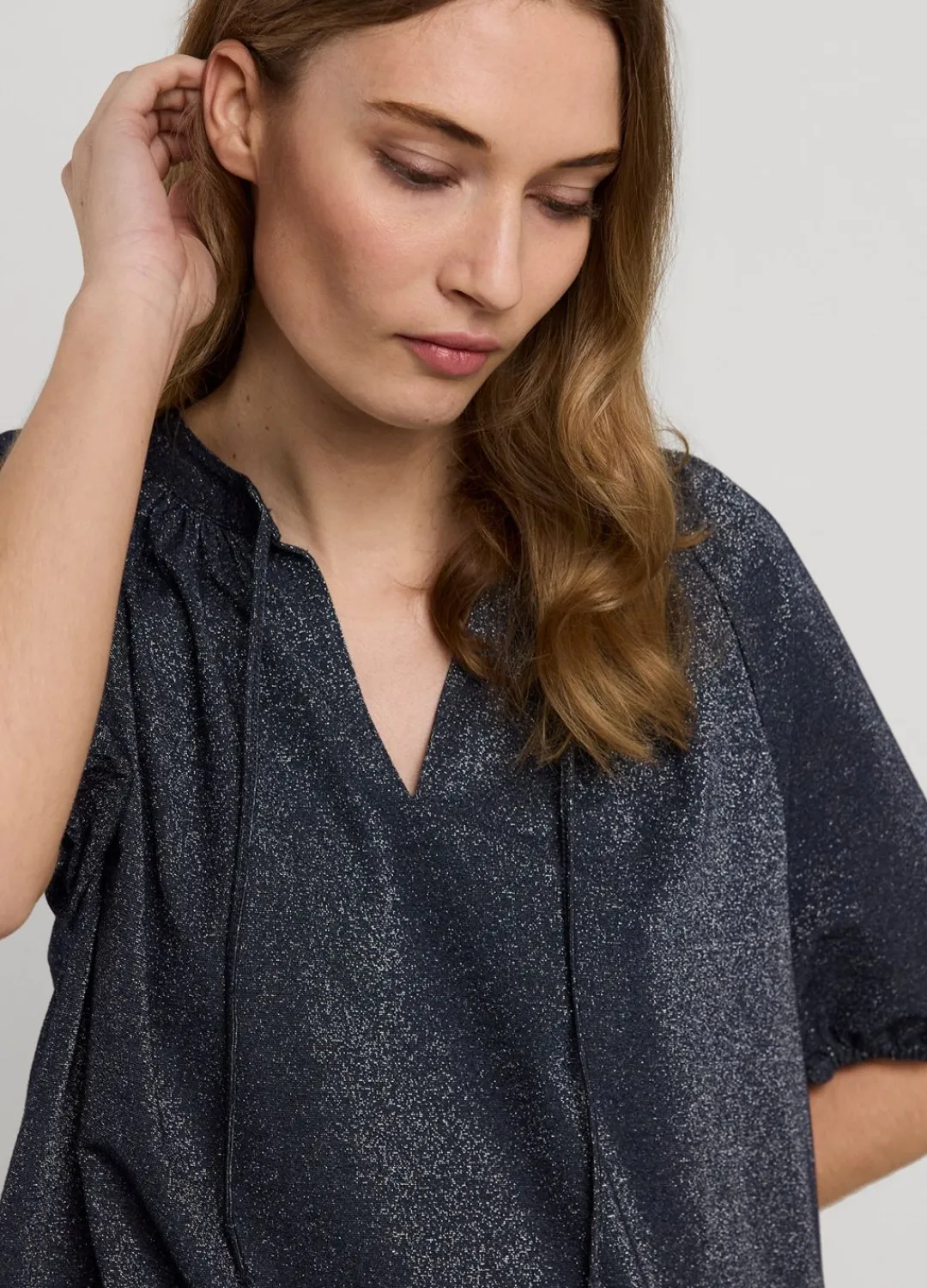 Clearance Summum Shiny Lurex Top Blue