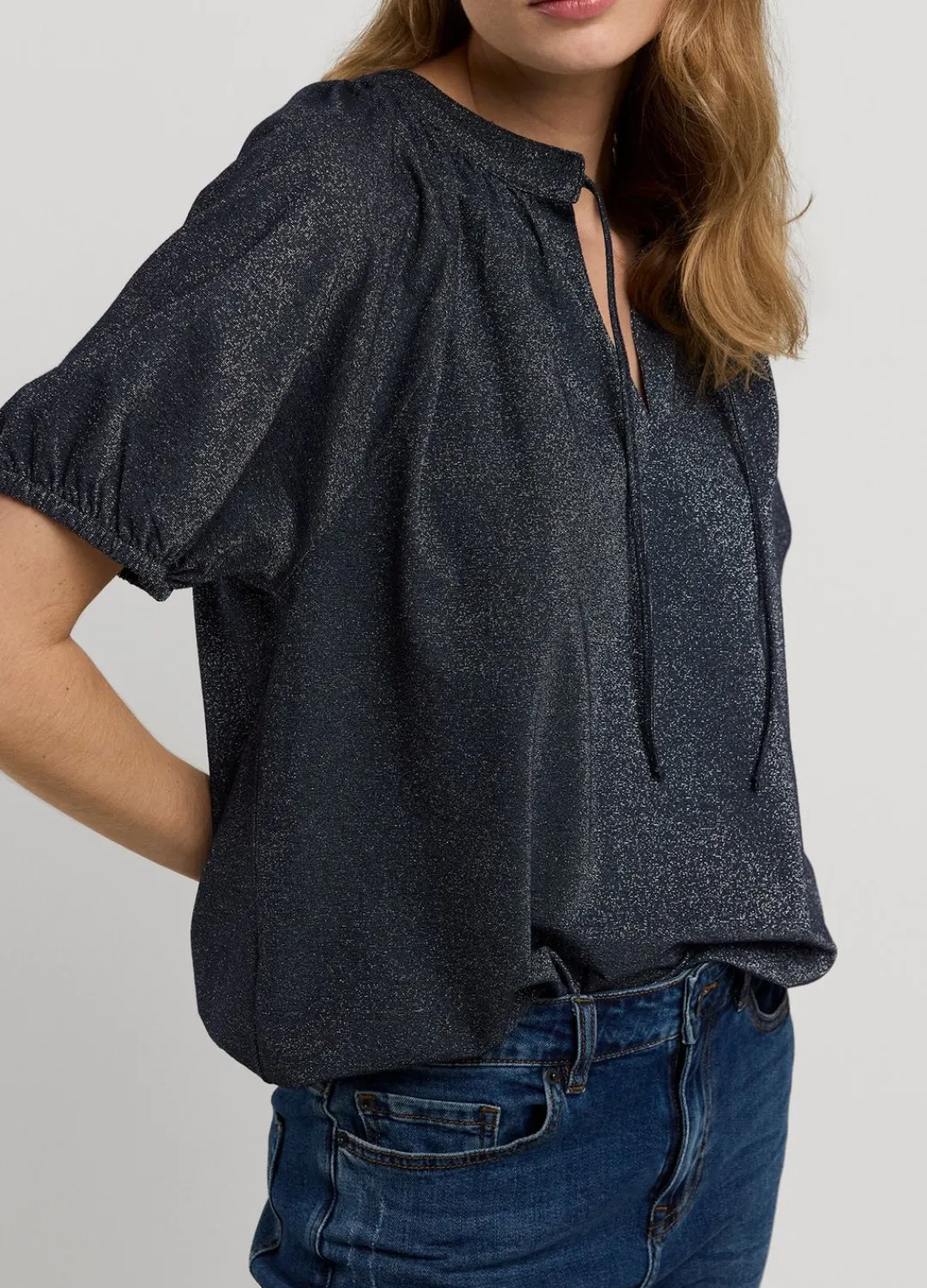 Clearance Summum Shiny Lurex Top Blue