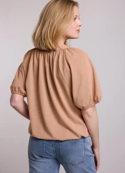 Best Summum Shiny Lurex Top Brown