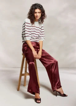 Clearance Summum Shiny Straight-Leg Trousers Red