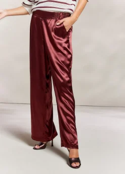 Clearance Summum Shiny Straight-Leg Trousers Red