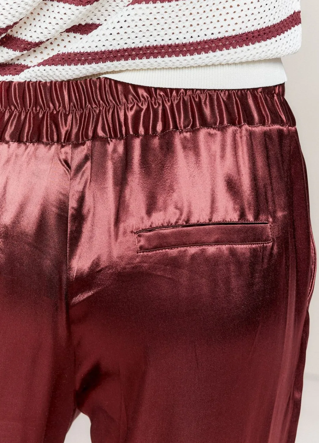 Clearance Summum Shiny Straight-Leg Trousers Red