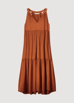New Summum Shiny Striped Dress Brown